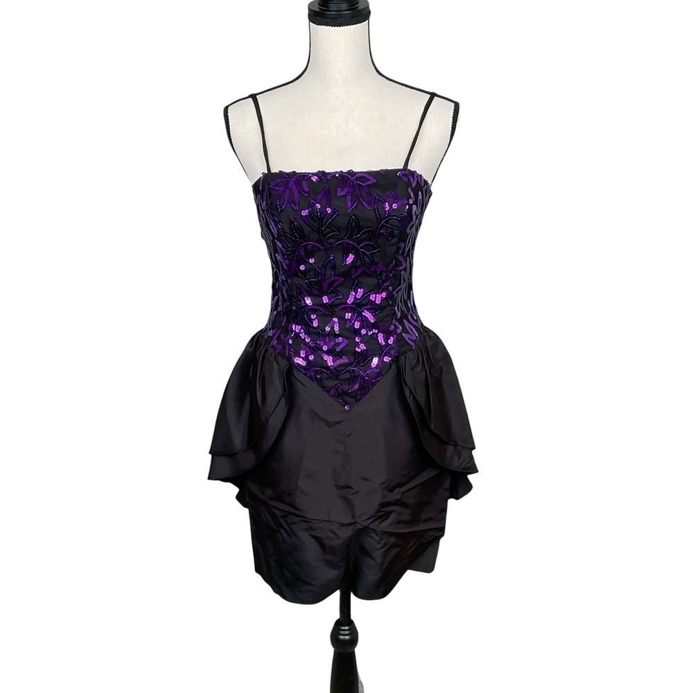 Vintage Nadine Purple Sequin Layered Mini Dress Size 9/10 Homecoming‎ Whimsigoth